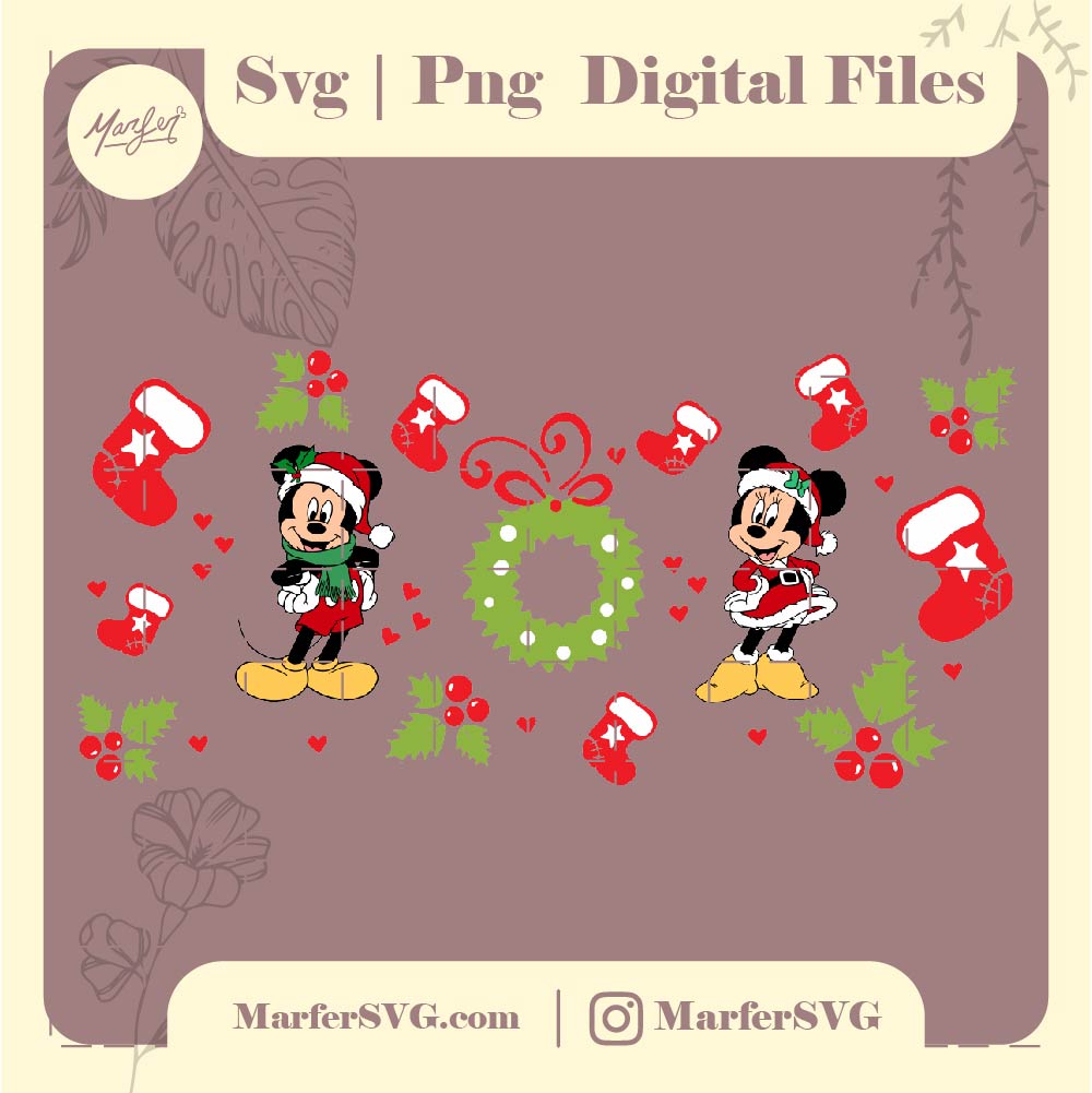 Wraps de mickey mouse and minnie Christmas svg, jpg and png, 16oz Libb –  MarferSVG