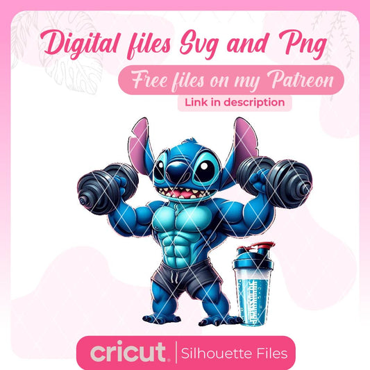 stitch GYM png, very strong, stitch fitness png, for sublimation