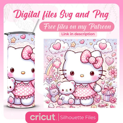 Hello Kitty Png, Tumbler and libbey Wrap png, Straight Tumbler PNG Design 20oz/ 30oz Tumbler PNG File instant download