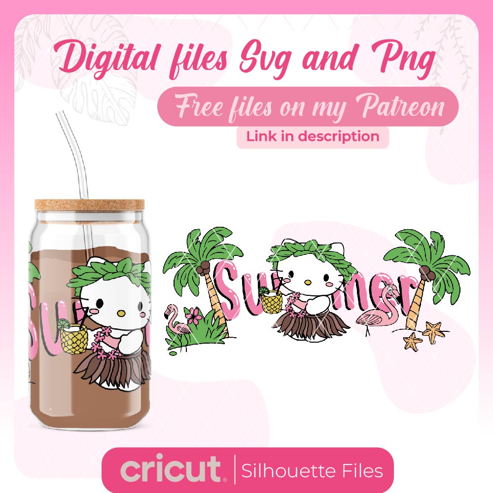 Hello kitty summer svg, png, wrap tumbler 20oz and 40oz, libbey 16oz, perfect for cricut and cameo
