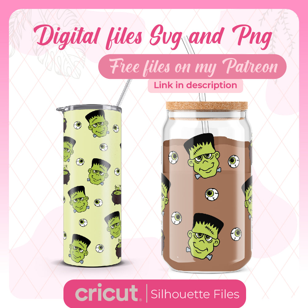 Halloween SVG, PNG, frankenstein svg, wrap libbey and tumbler 20oz, perfect for cricut and cameo