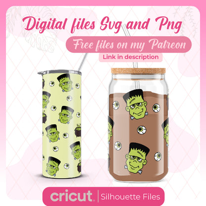 Halloween SVG, PNG, frankenstein svg, wrap libbey and tumbler 20oz, perfect for cricut and cameo