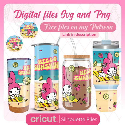 My melody svg, png, perfecto for cricut, uvdtf, wrap libbey 16oz, Tumbler 40oz , 20oz and 17oz, stanley toppers