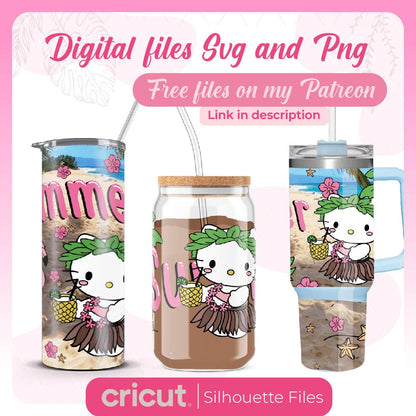 Hello kitty summer svg, png, wrap tumbler 20oz and 40oz, libbey 16oz, perfect for cricut and cameo