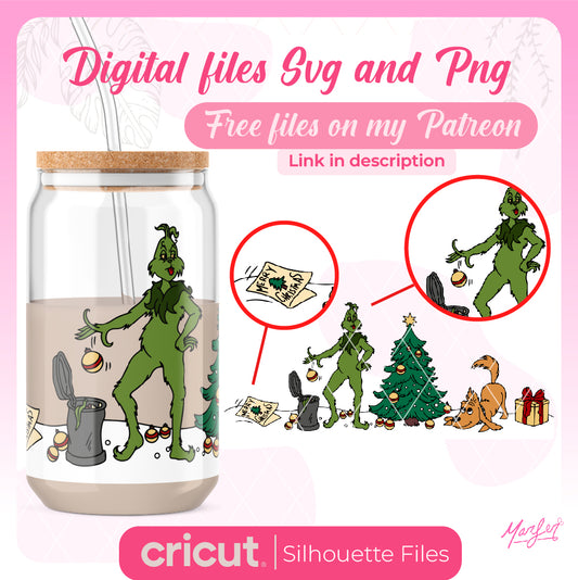 grinch wrap svg, wraps for libbey, christmas svg and png