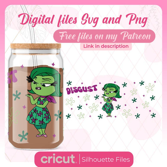 Disgust inside out svg and png, wrap perfect for libbey 16oz, inside out 2 svg, png