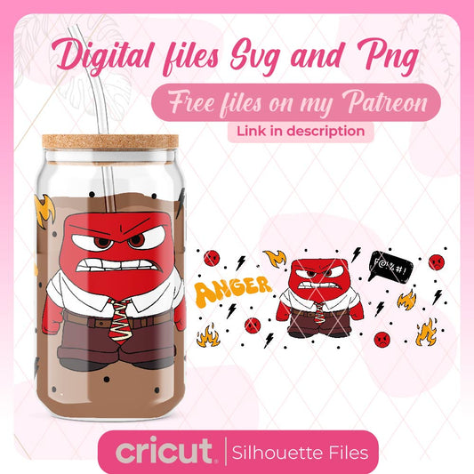 Anger inside out 2 svg, design for wrap libbey 16oz , character inside out 2