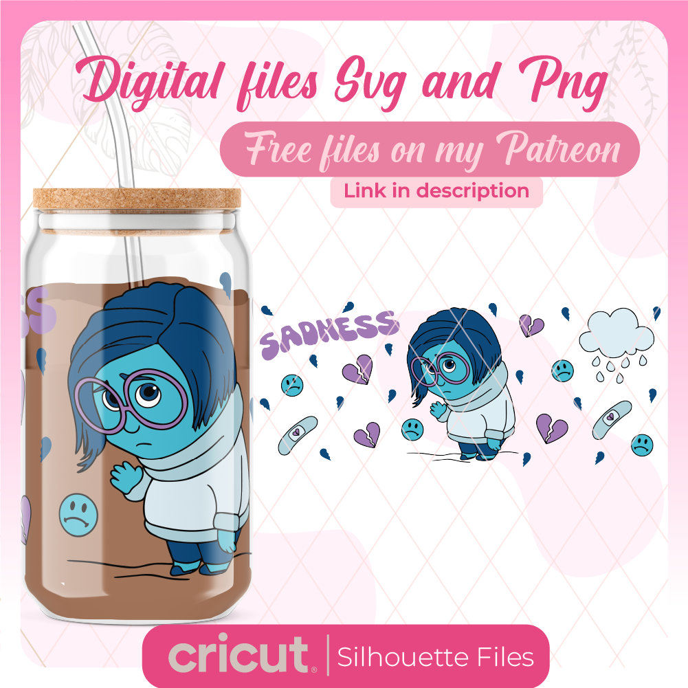 Sadness inside out 2 svg, png, wrap libbey 16oz, perfect for cricut and cameo, dtf