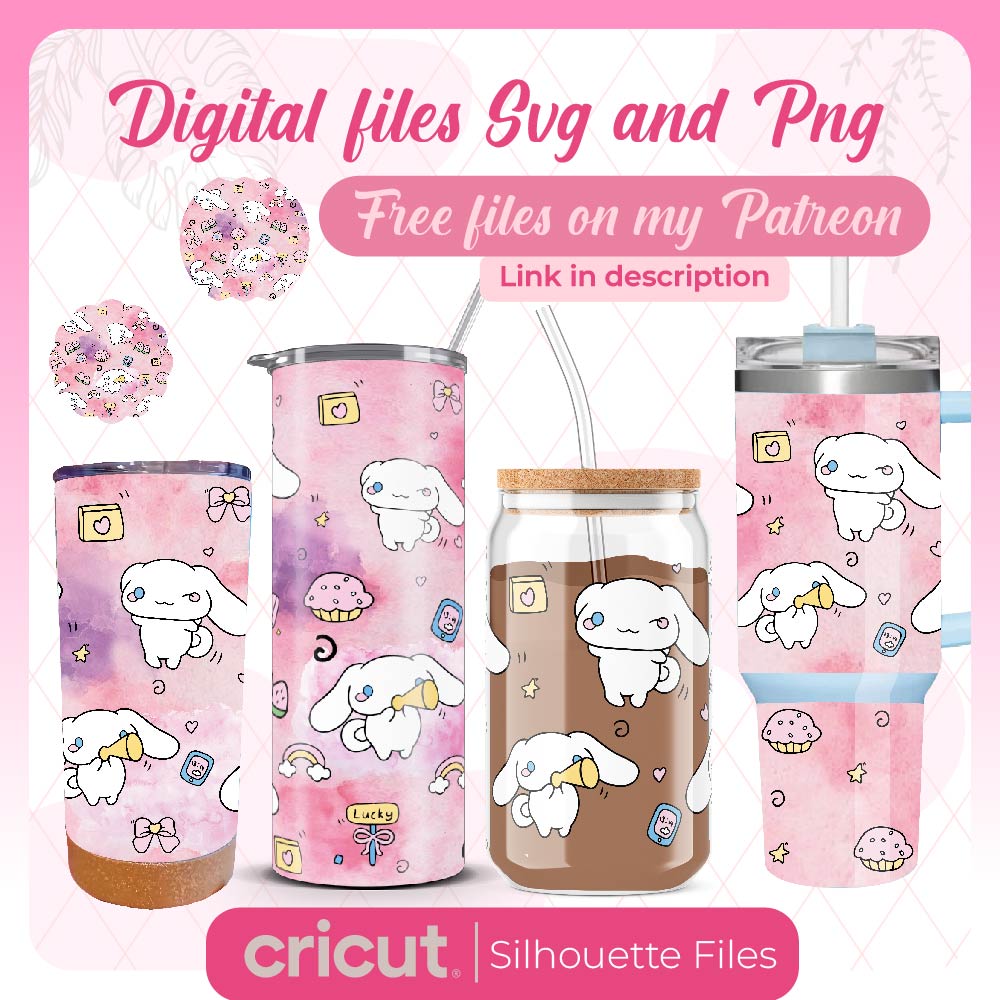 Cinnamoroll wrap png for Tumbler 20oz, 40oz, 17oz, libbey 16oz, Stanley toppers png, perfert for cricut and cameo