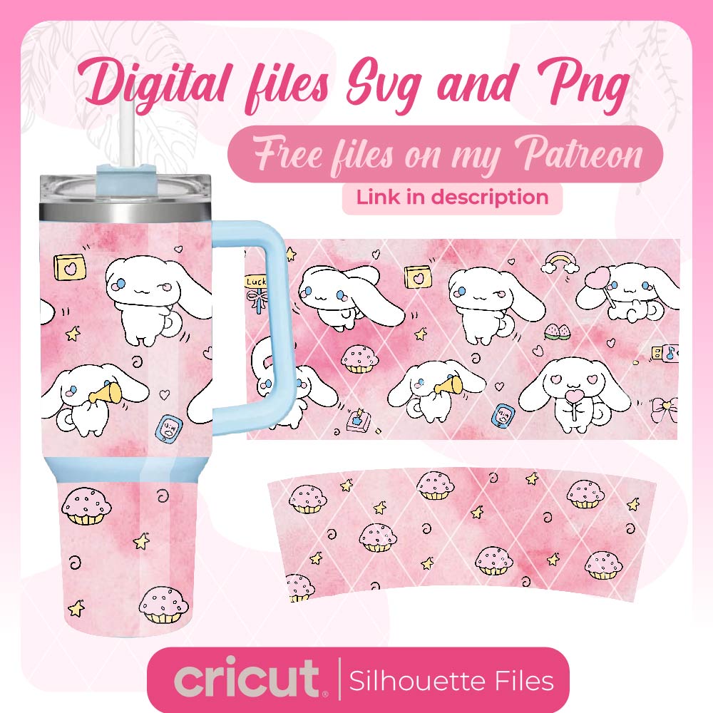 Cinnamoroll wrap png for Tumbler 20oz, 40oz, 17oz, libbey 16oz, Stanley toppers png, perfert for cricut and cameo