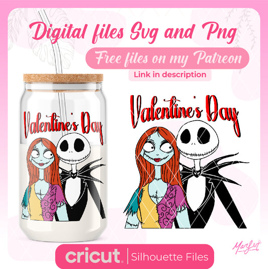 Jack Skellington and Sally Love Svg, Jack and Sally valentine Svg, valentine svg