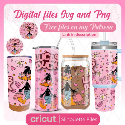 Lucas Duck svg and png , Tumbler 20oz, 40oz and 17oz, Libbey 16oz , stanley toppers png, perfect for cricut, cameo,