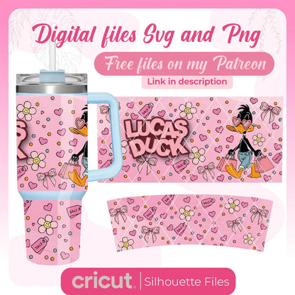Lucas Duck svg and png , Tumbler 20oz, 40oz and 17oz, Libbey 16oz , stanley toppers png, perfect for cricut, cameo,
