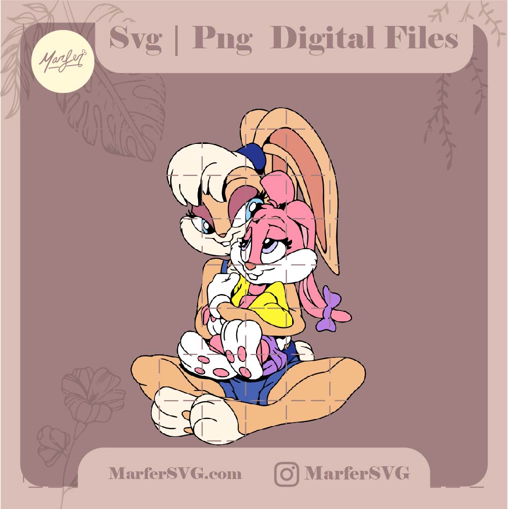 Lola madre svg, Lola Bunny svg, con su hijo, dia de las madres svg, png and jpg