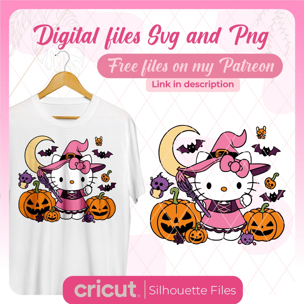 Hello kitty halloween svg, witch hello kitty svg, wrap libbey 16oz, perfect for libbey and tshirt