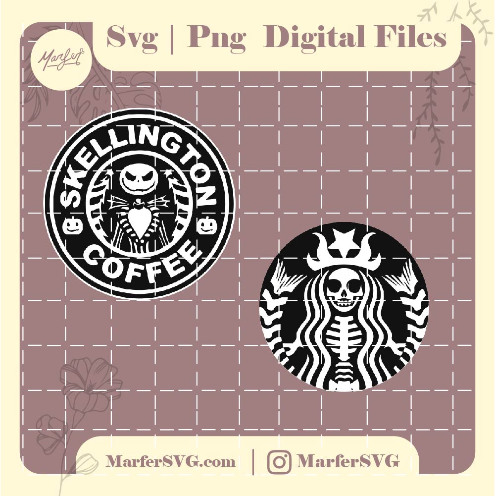 logo halloween starbucks svg, png and jpg, skellington coffee svg ...