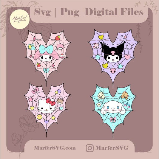 Hello kitty Heart SVG, png and jpg, kuromy , my melody, hello kitty,
