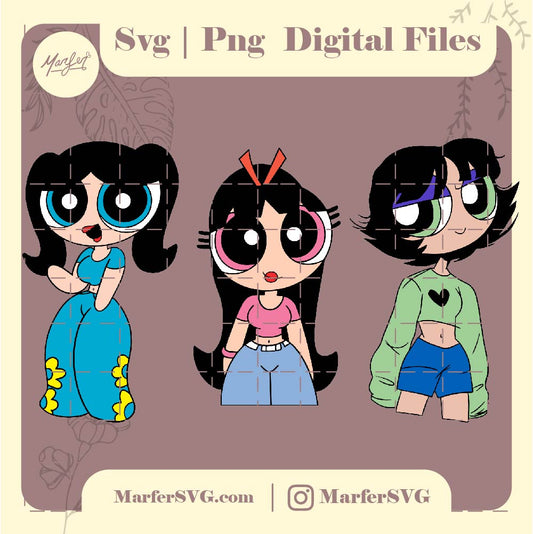 3 Powerpuff Girls svg / Blossom / Blossom SVG / Decal / Starbucks Cup / Estética / Teens / Digital / svg / Buttercup svg / Bubbles svg