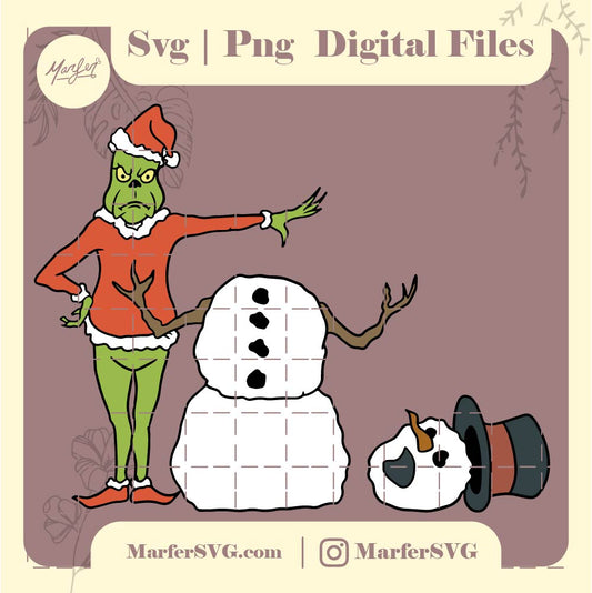 Grinch Christmas SVG, Grinch face cut file, Grinch image png, High Quality SVG, Christmas Cut File, muñeco de nieve