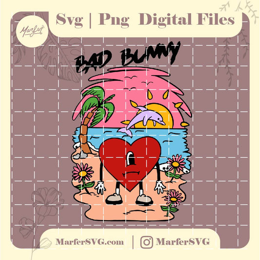 Heart Bad bunny svg, summer svg, Bad Bunny heart svg, Png & Jpg  Digital Download, un verano sin ti svg, summer svg