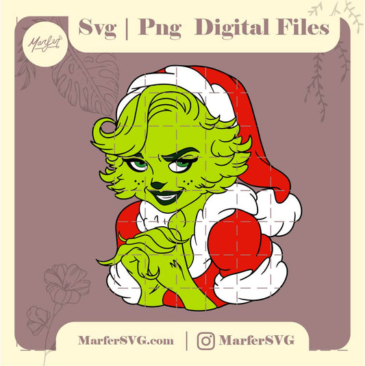 Grinch Christmas SVG, Grinch face cut file, Grinch image png, High Quality SVG, Christmas Cut File, Cricut girl