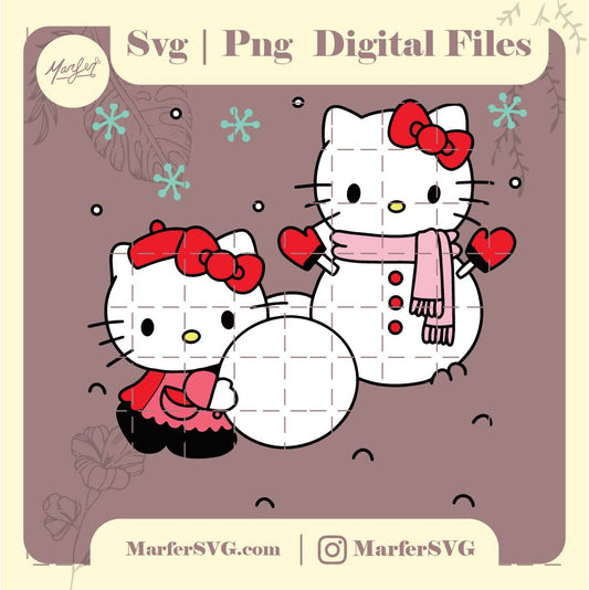 Hello kitty Christmas svg, jpg, png, Hello kitty snowballs svg