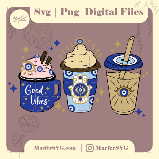Evil eye coffee cups SVG, sublimation design download, Evil eye coffee cups png, Evil eye frappe png, Evil eye png sublimate designs download