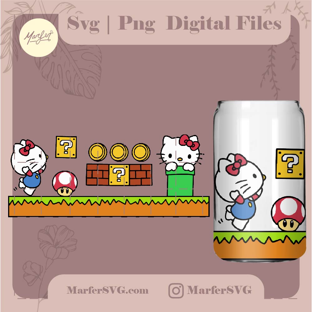 Hello kitty mario Wraps SVG, png, jpg, hello kitty svg, sanrio svg, mundo de mario svg